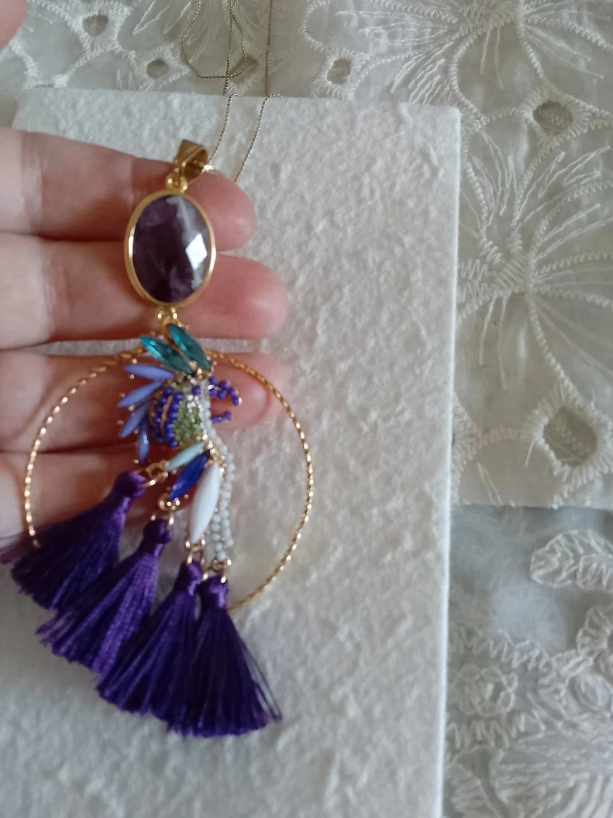 Collier boheme perroquet avec pierre d'améthyste violette – photo 3